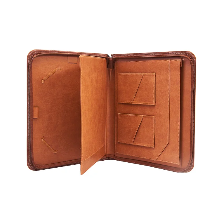 
A5 size leather zipper file folder 