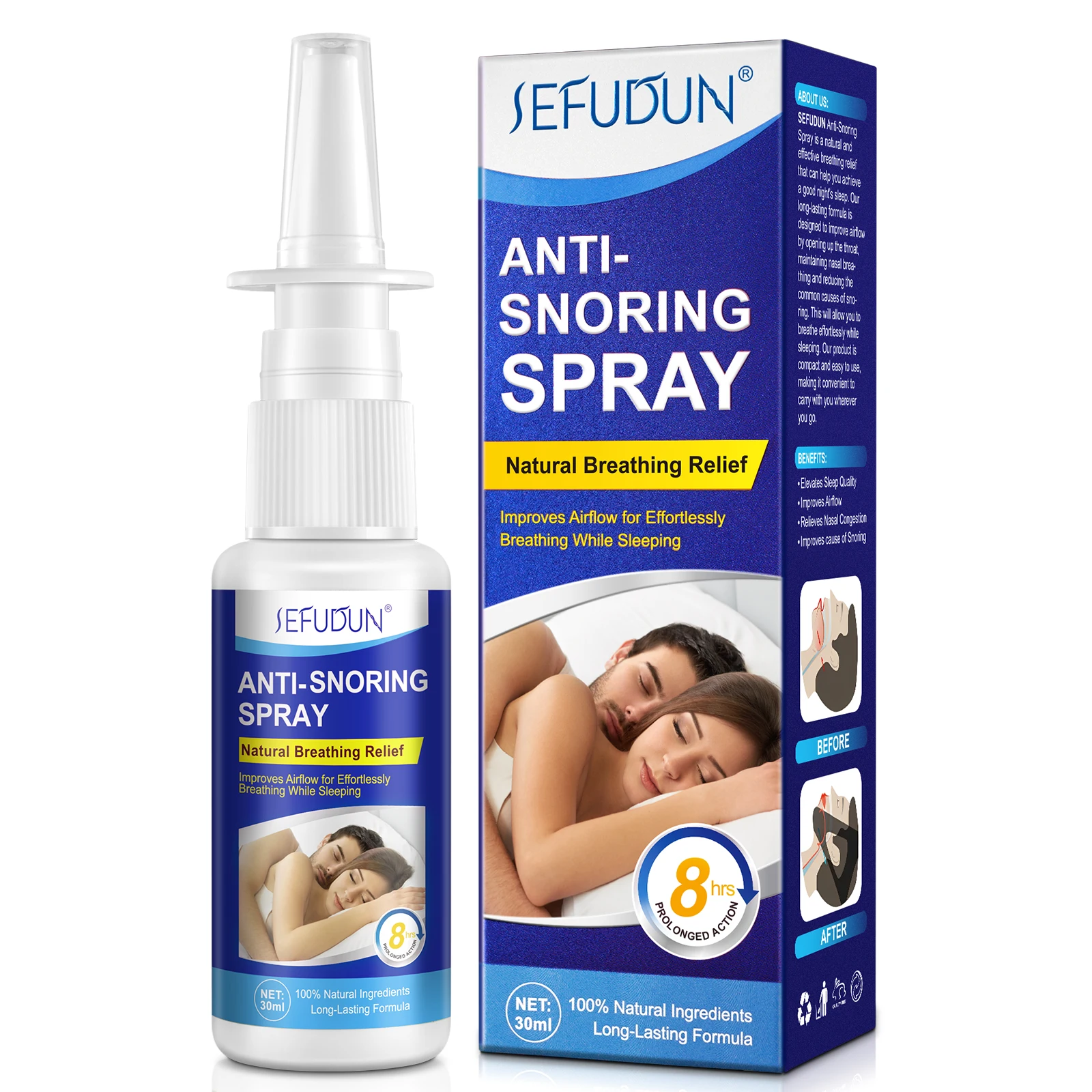 SEFUDUN elevates sleep quality natural breathing relief custom chinese herbs medical anti snore nasal spray 30ml,spray nasal