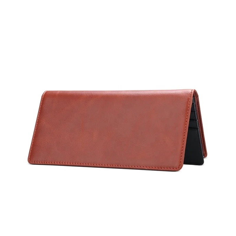 Wholesale Men Leather Wallet Custom Logo Simple Long Purse Rfid Wallet Genuine Leather Slim Business Card Holder Wallet For Men