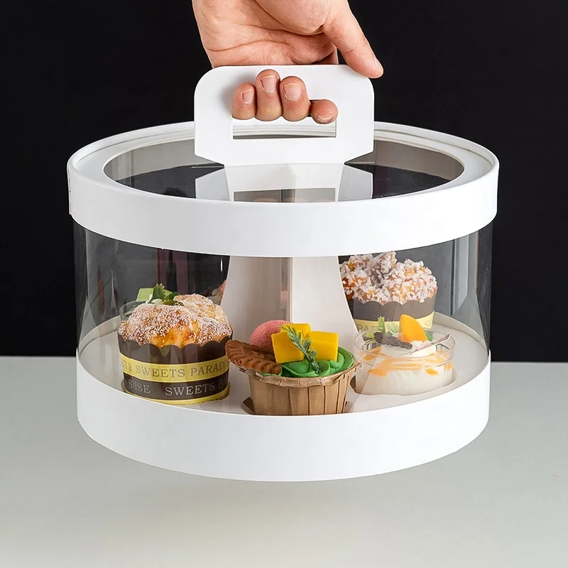 Hot Sale Party Handheld Cupcake Box Muffin Plastic Cake Box 10 Inch Tall 8 Inch Round