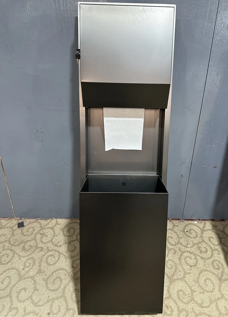 Stainless Steel Black Automatic Paper Towel Dispenser With Waste Bin For Commercial Washrooms