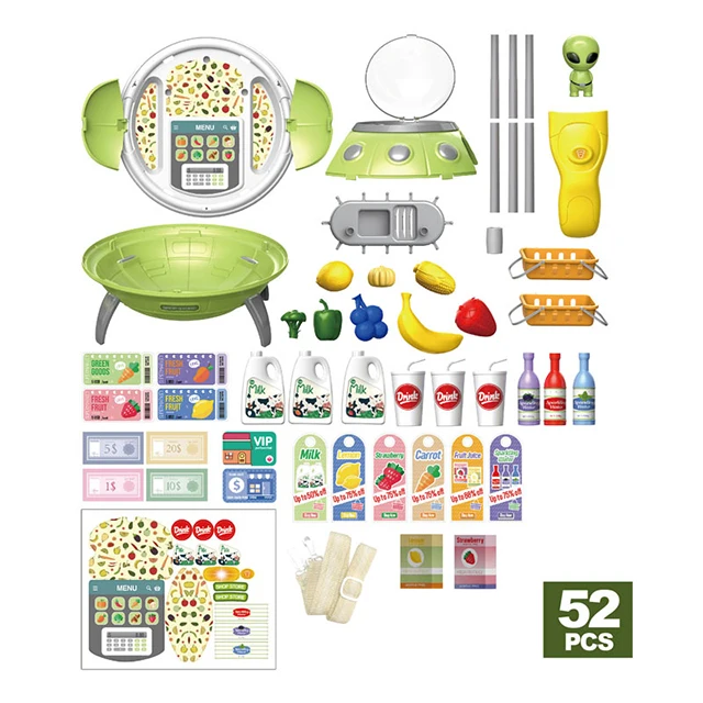 KSF Toys Pretend Play Home Supermarket Buying Selling Toy Kids Cash Register Toy With Scanner Calculator For Children