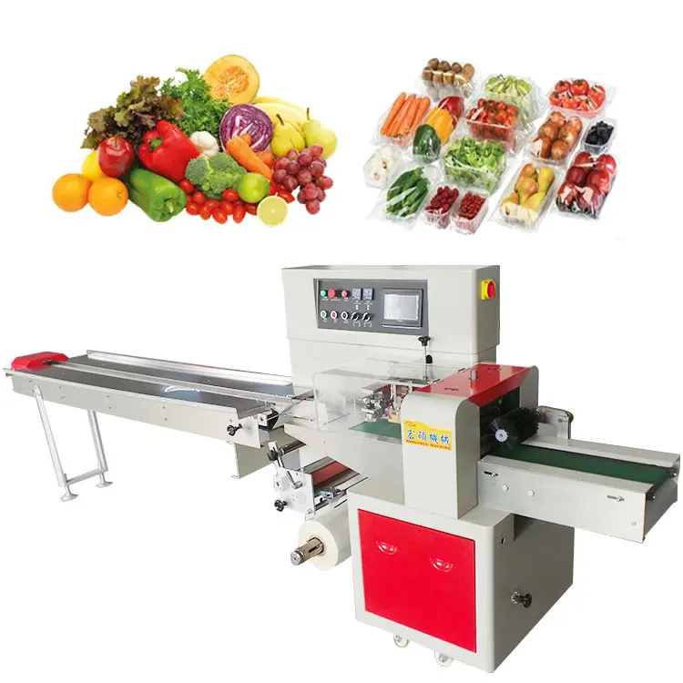 High speed automatic flow horizontal carrot lettuce fruit vegetable packing packaging machine