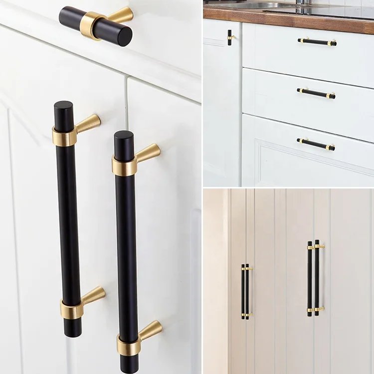 Luxury Hardware Furniture Handle Black Anodization Technology Aluminum Profile Kitchen Cabinet Handles