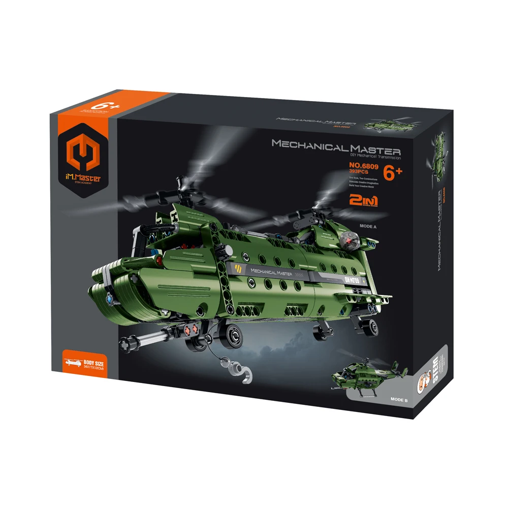 IM.Master Technical Creative Military Helicopter Model Bricks Stem Kit Air Force Weapon Toys For Kids Gifts Building Blocks Sets