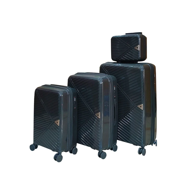 Marksman  Popular PP Luggage Sets Hot Sale Metallic Suitcase 4 Wheels Spinner Caster Zipper High Quality Long Distance Travel