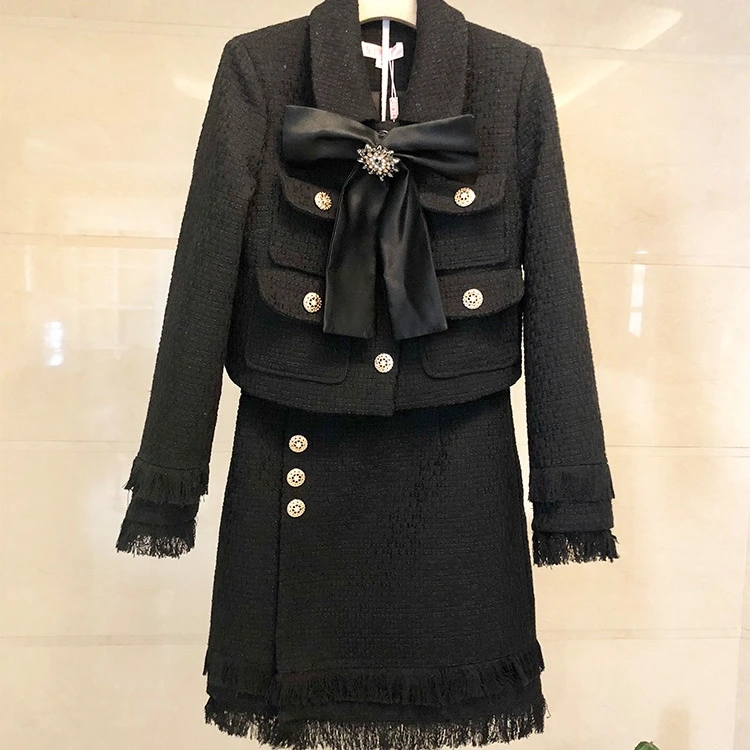 New arrivals dropshipping high quality fashion and elegant autumn and winter clothes for women two piece set(coat+skirt)