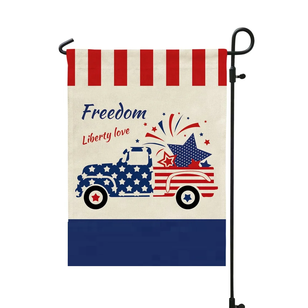 Custom Home Decoration flower welcome July 4th Independence Day garden flag freedom Garden Flag