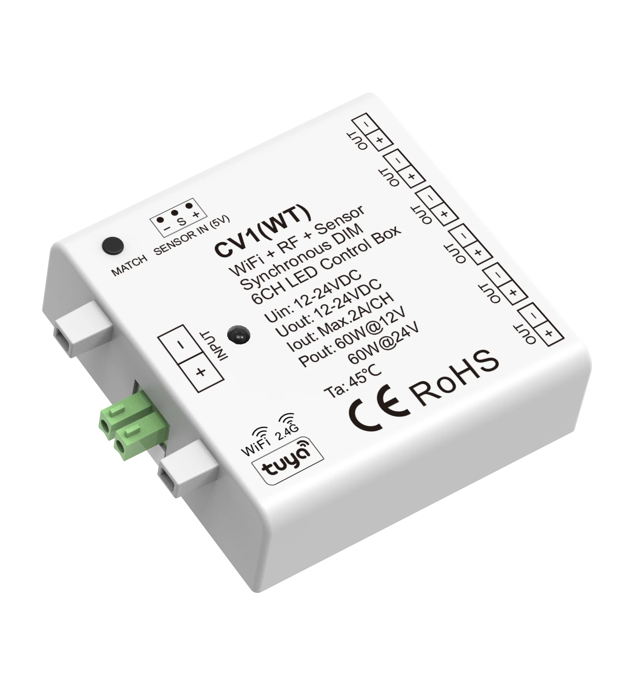 Skydance CV1 12-24VDC Tuya WiFi + RF Датчик синхронный затемненный 6 дюймов светодиодный блок управления для шкафа Светодиодная лента
