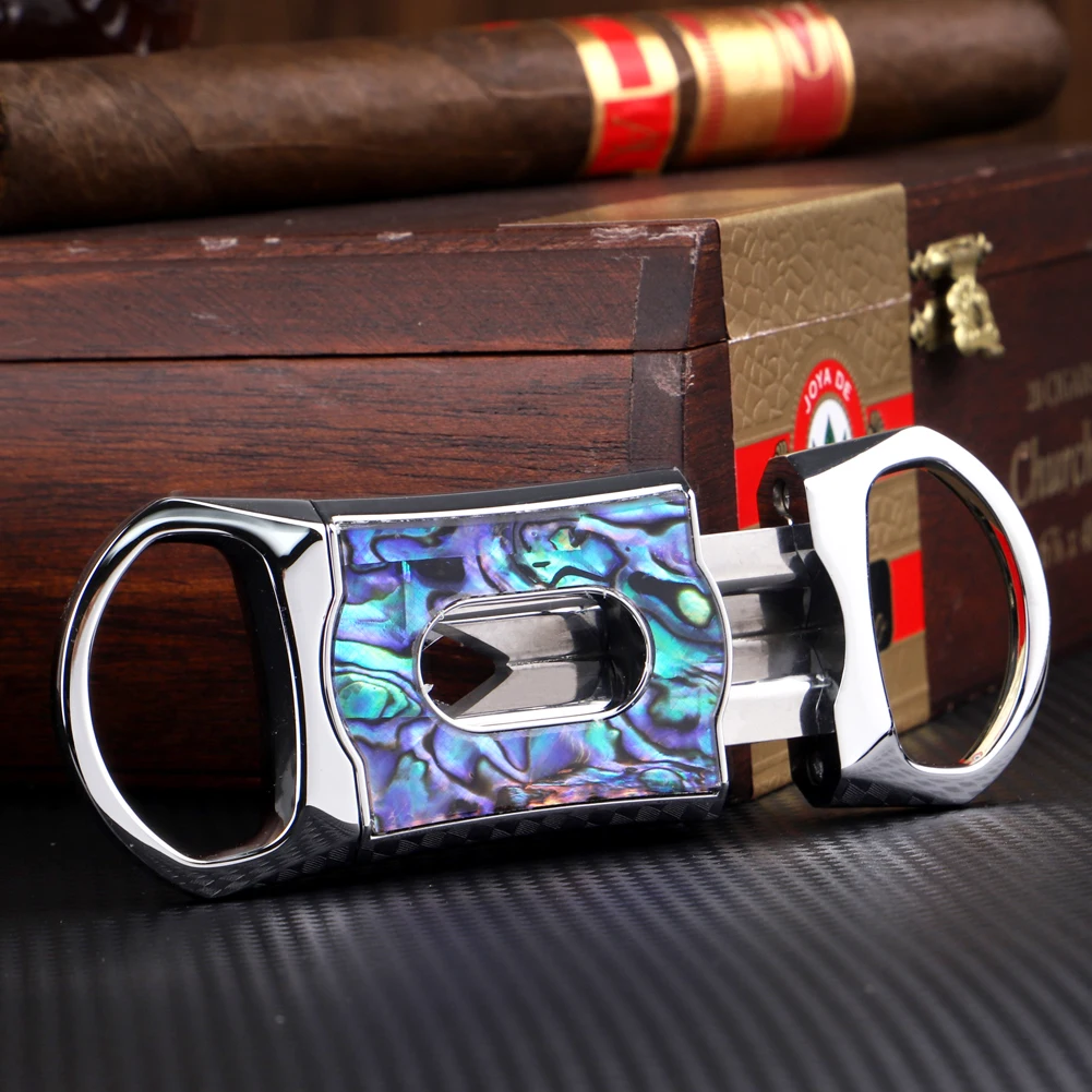 Brand New Personalized Stainless Steel Metal Classic Double Blade Cigar Cutter Guillotine Christmas Cigar Scissors Gift