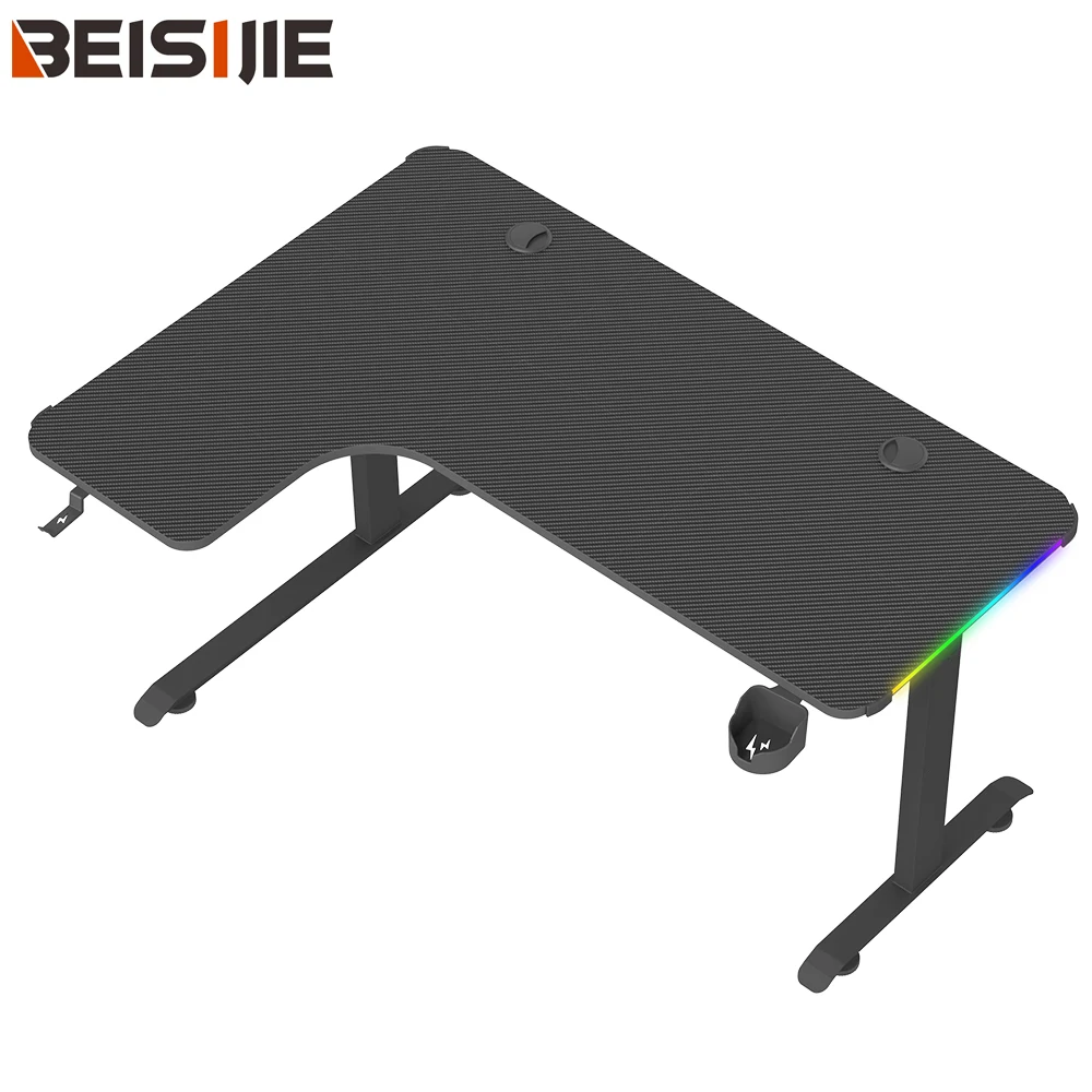 Beisijie заводская цена черный геймер используется с RGB левым направлением L-образный гоночный Электронный Спортивный офис Домашний игровой стол