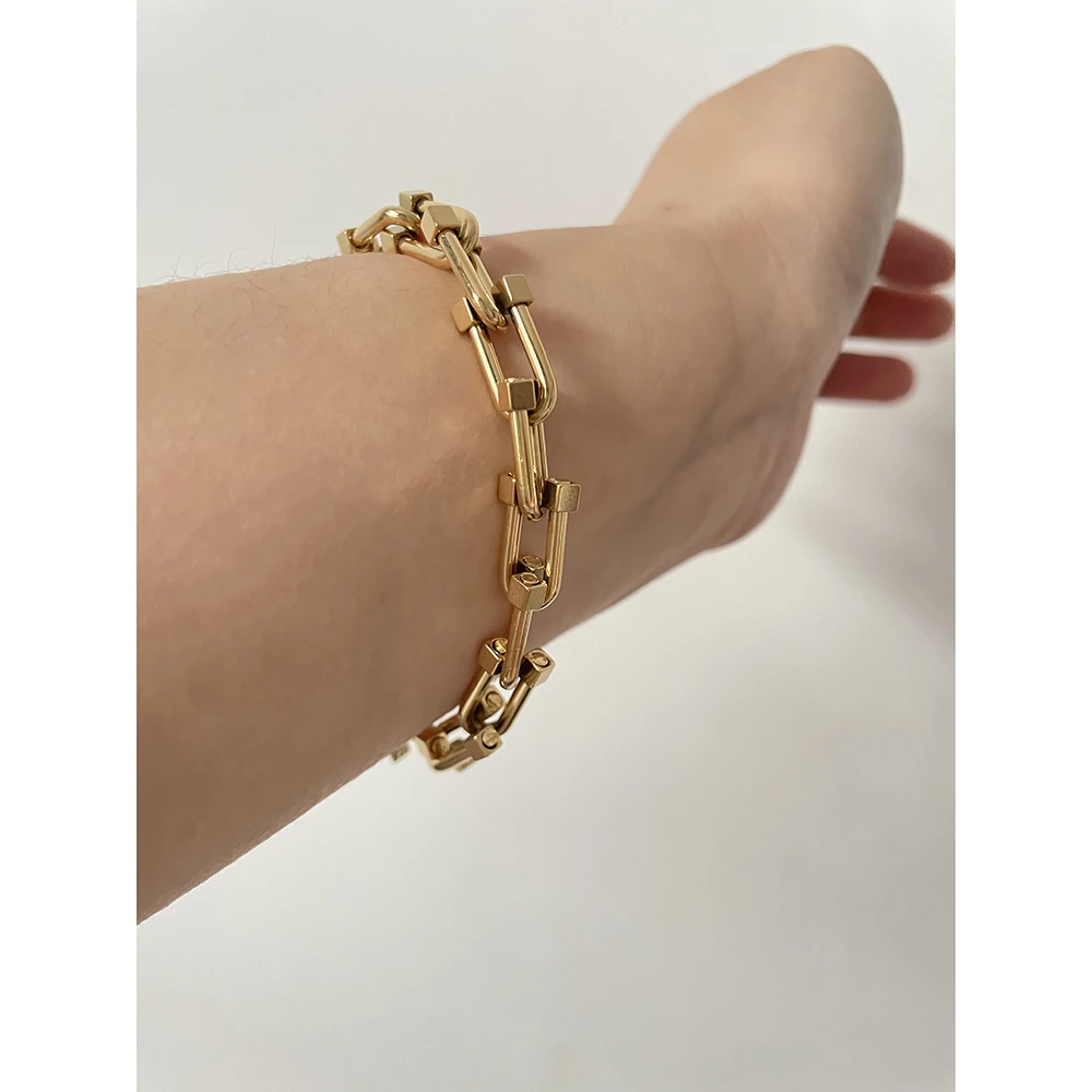 Не тускнеет U в форме подковы колье набор с массивная цепочка 18K позолоченное ожерелье для женщин простой минималистичный ювелирные наборы