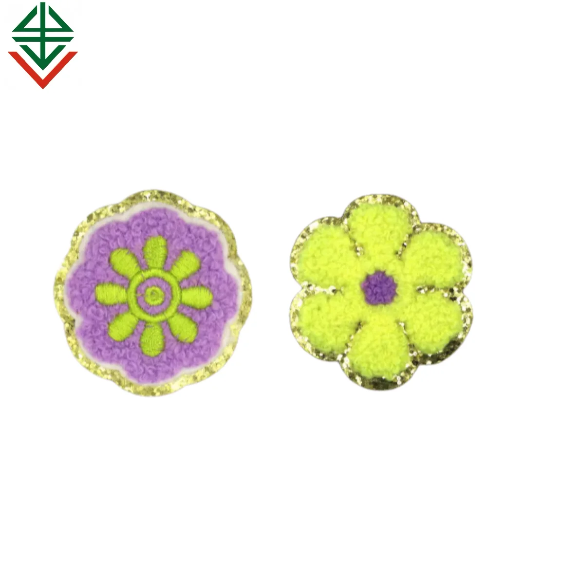 Golden Edge Round Cloth Decoration Cheer Chenille Patches Self Adhesive Cute Large Chenille Patches