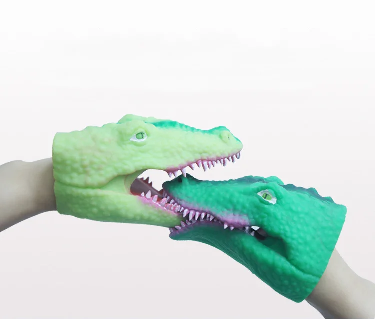 New Crocodile Hand Puppets Soft Rubber Dinosaur Toys Realistic Puppet Dinosaur Head Hand Puppet Fidget Toys