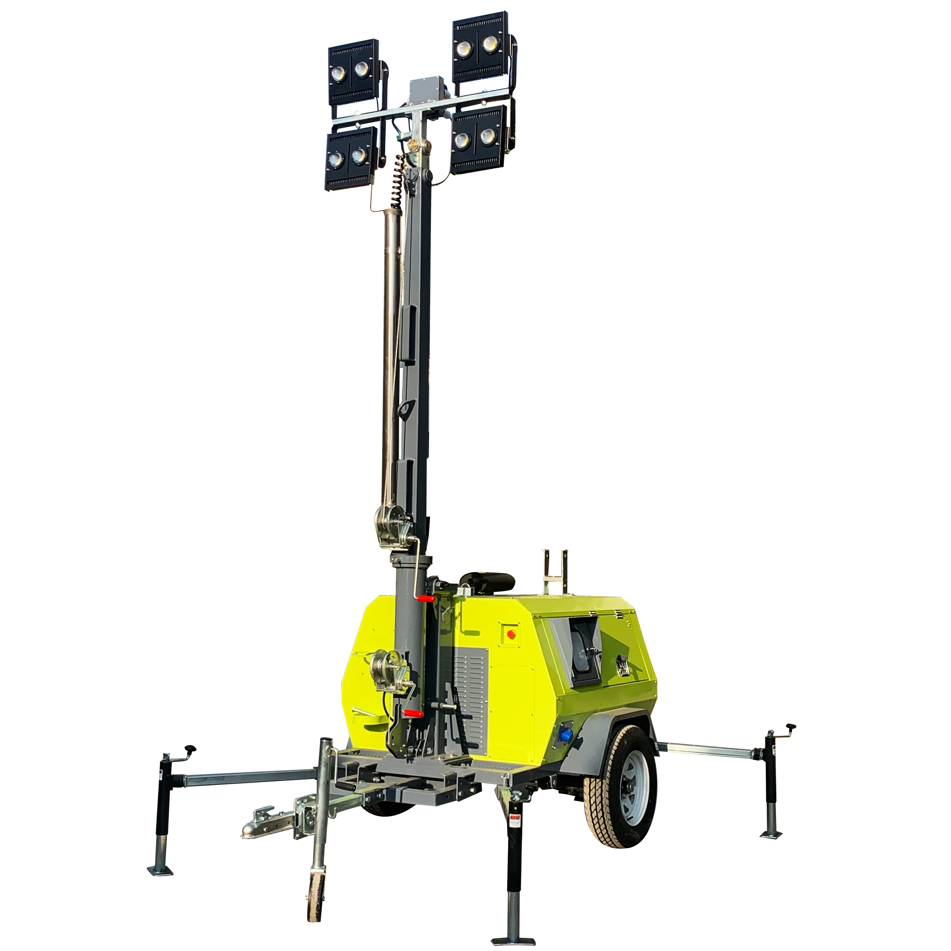 Hot Sale Solar Powered Diesel Light Tower Portable LED Mobile Trailer Generator Garden Engineering Lighting Telescopic Mast