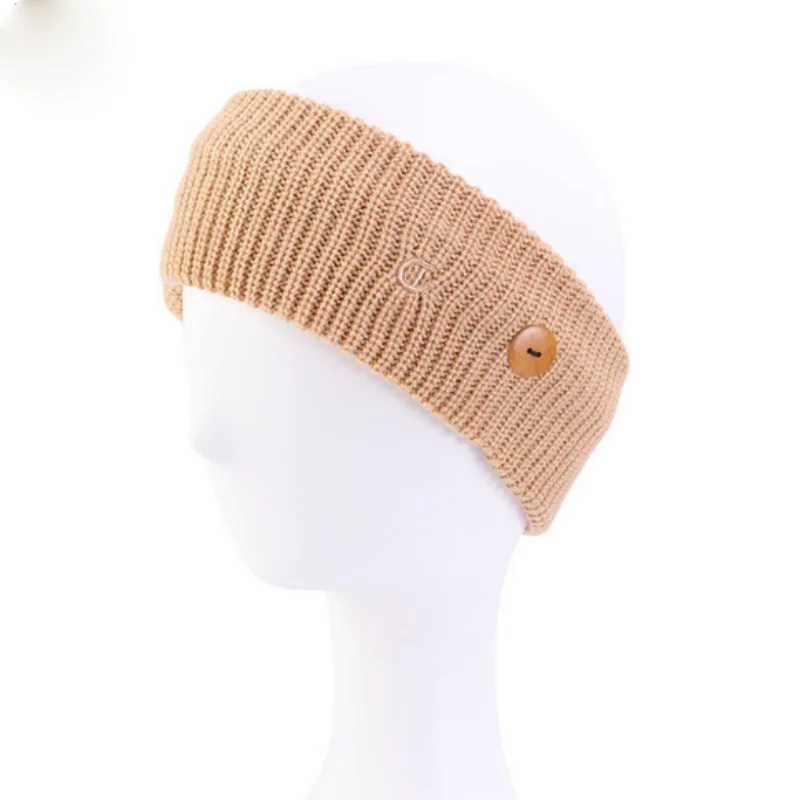 
New Style Knitted Woolen Headbands Bandana Women Sweatband Athletic Sport Hairband With Button Fixed Buckle Turban 