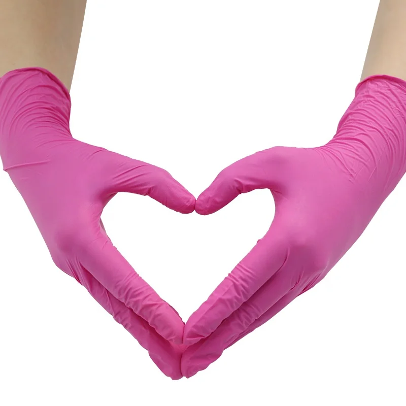 Cheap 4 mil Pink Glove EN374 100 Pcs/Box Powder Free Nitrile Gloves for tattoo