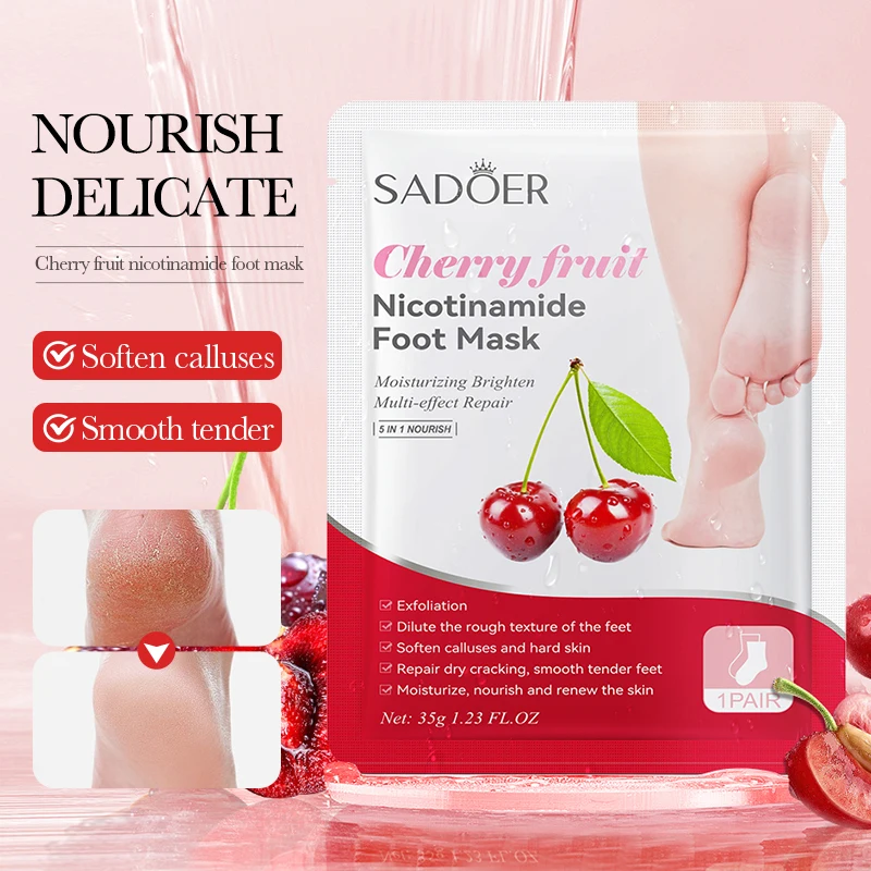 SADOER Winter Foot Care Exfoliating Whitening Foot Peeling Hand Mask Avocado Strawberry Honey Peach Moisturizing OEM ODM Supply