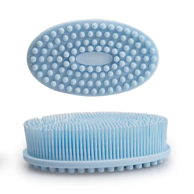 Blue Color Silicone Shampoo Bath Brush Bath Brush Double Massage Bath Brush