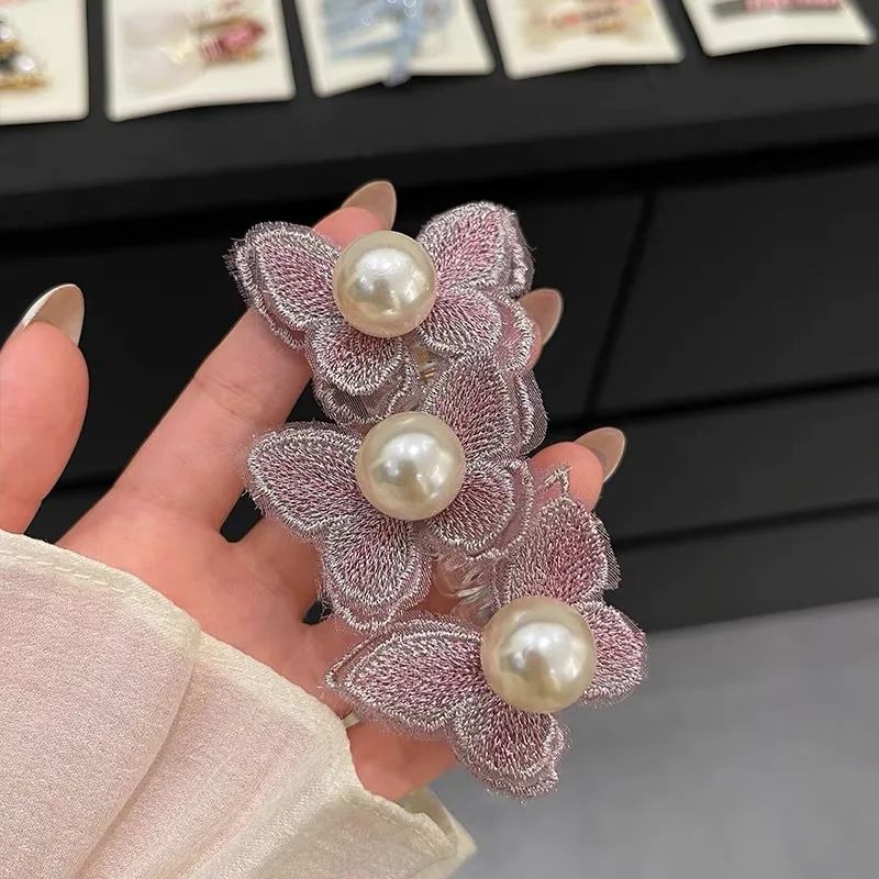 2024 Fashion Braided Telephone Line Elastic Rope Hair Band Scrunchies Accessories Butterfly Telephone Wire Hair Ties for Women
