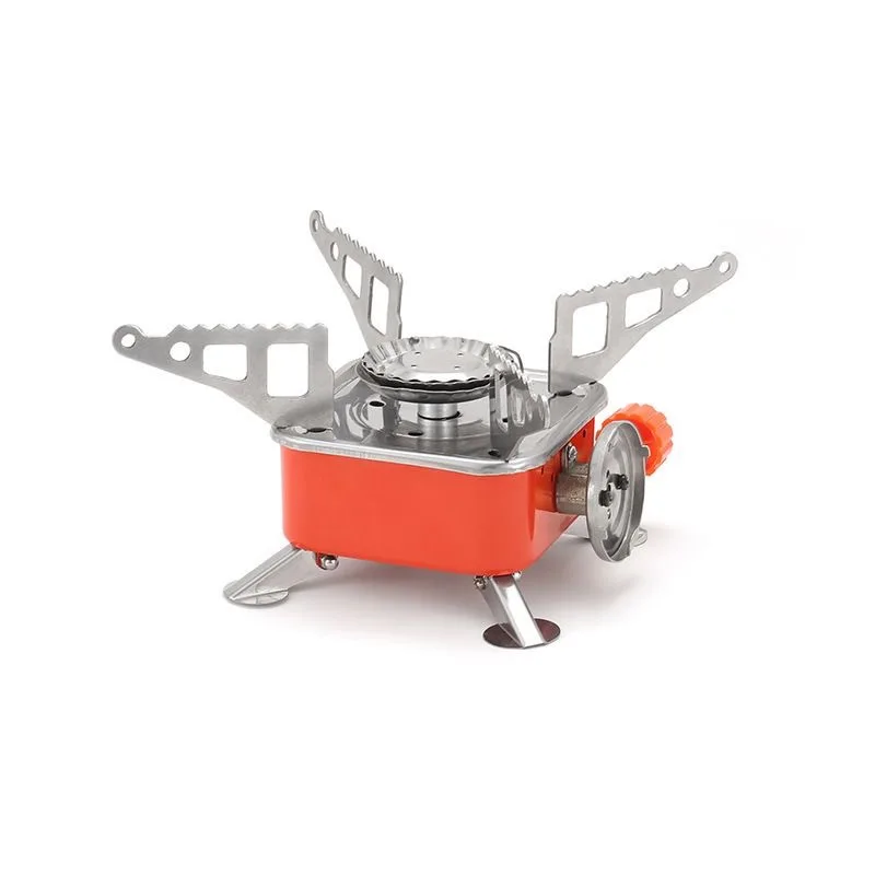 Portable Mini Square Outdoor Camping Stove Foldable Steel Gas Stove with Long Tank for Picnics and Water Boiler