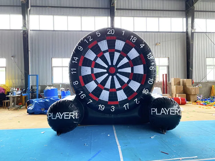 Outdoor giant black inflatable dart board game kick soccer inflatable football target ball foot darts for sport event