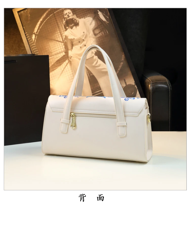 high grade leather embroidery designer zipper handbag advanced PU flower embroidery tote bags