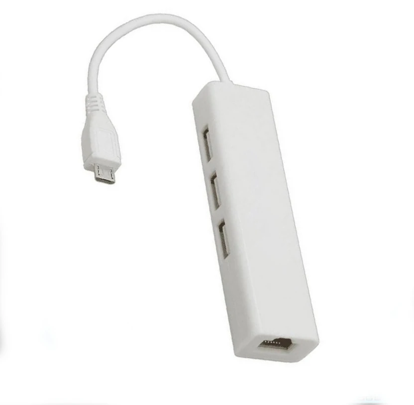 Mini USB Micro usb usb2.0 to Ethernet ports + 3 port USB2.0 HUB 20cm cable rj45 male adapter