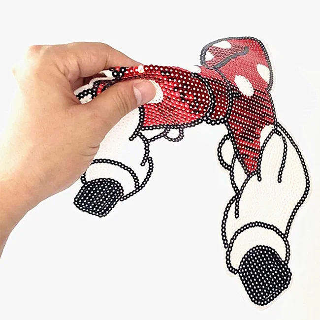 25cm Dot Bow Red Sequined Fabric Sequins Strange things T shirt Women Sequin Patches