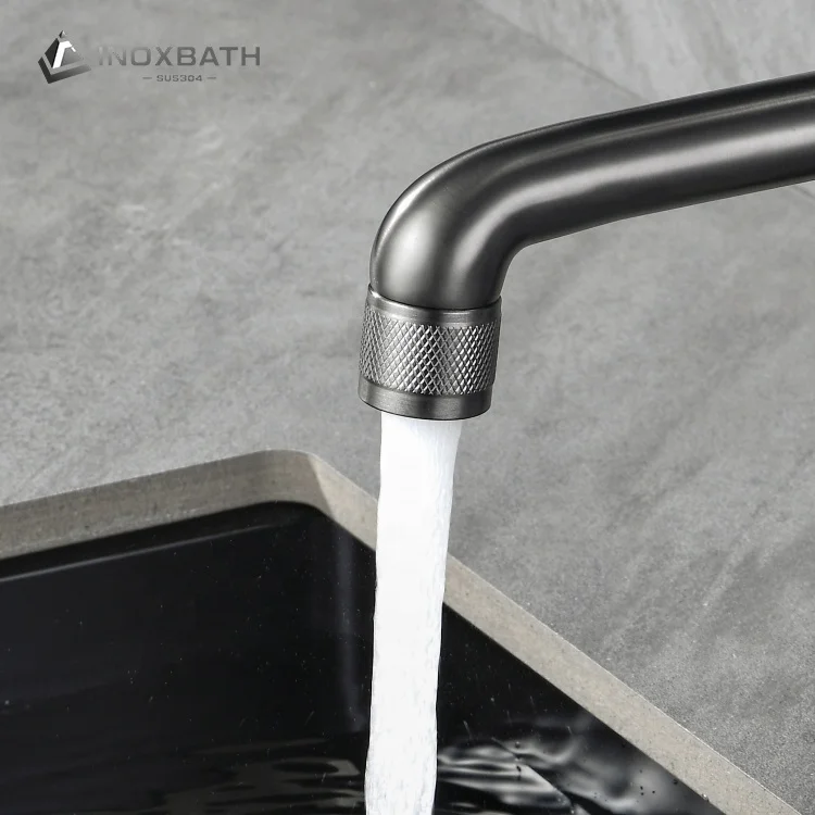 
New Design With Popular Elements Graphite Color Rose Work Basin Faucet 