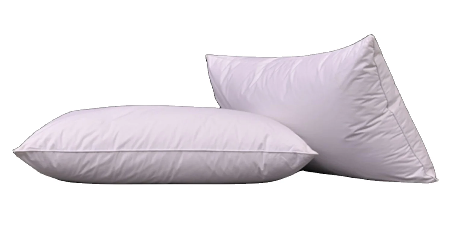 High quality soft goose down pillows with blended 100% cotton shell with double edge with piping queen size pillow insert.