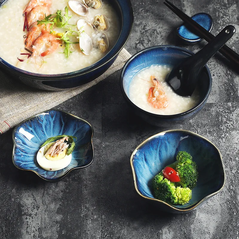 2024 Hot Kiln-Formed Blue For Ceramic Bowls  And Dessert Bowls And Cobalt Blue Soup Bowls Ceramic