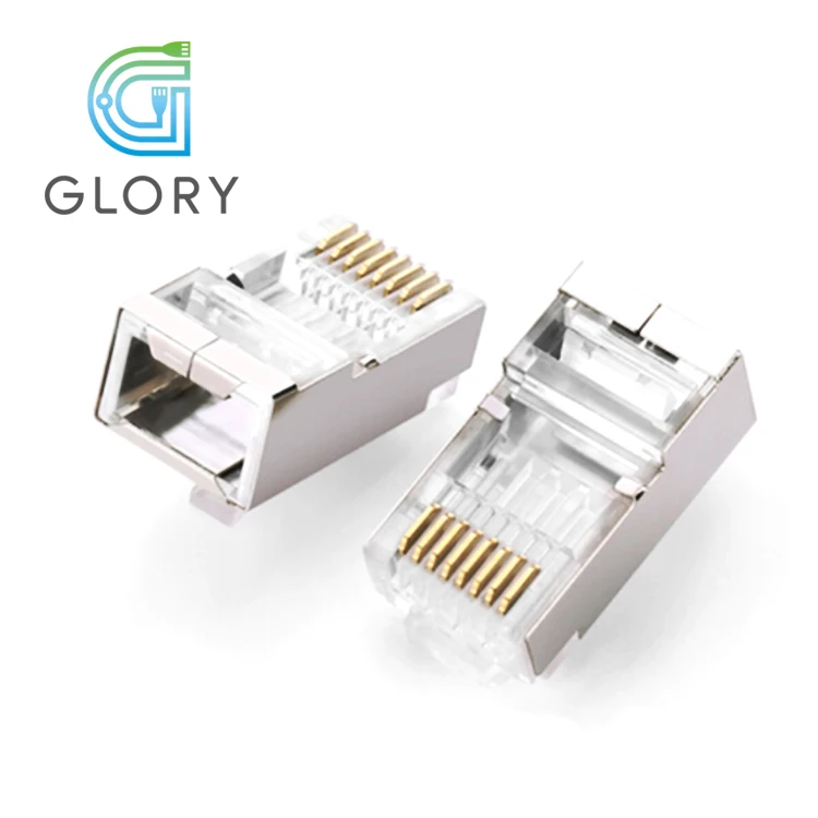 Glory wholesale best price pass through connector rj45 shielded modular cat 6 plug