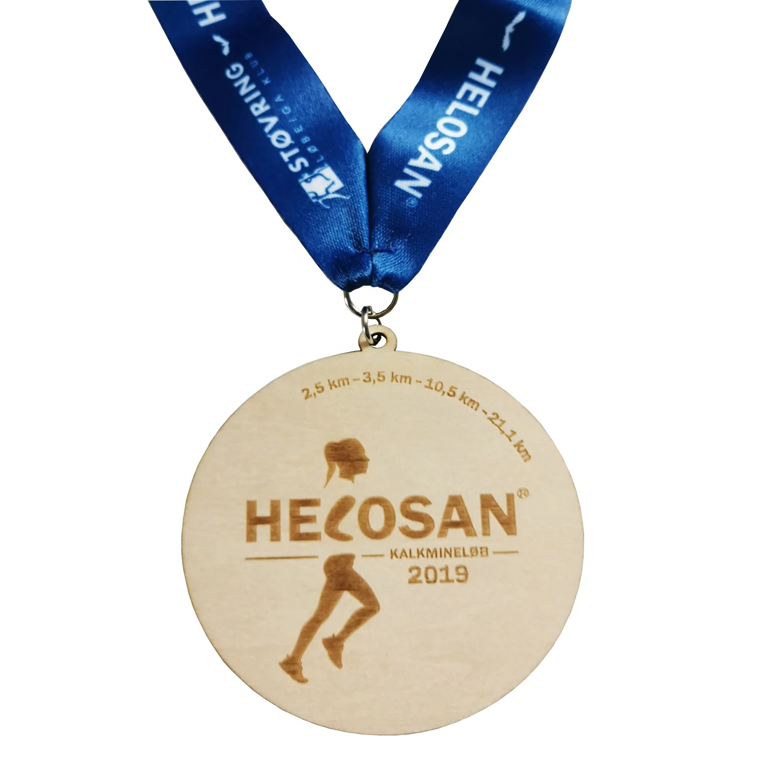 Custom Laser Engraved Cheap Sport Race Marathon Awards Souvenir Wooden Finisher Medal With Lanyard