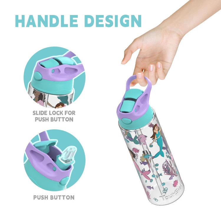 Детская цветная пластиковая бутылка с соломой для детей оптовая продажа