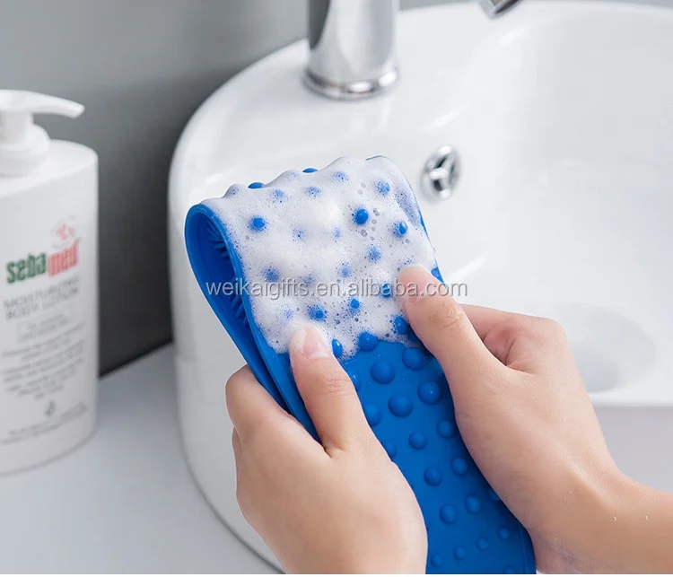 wholesale Fashionable multi function double-sided Back Body Brush Belt  silicone cleaning bath towel