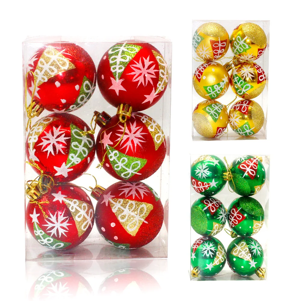 Wholesale price 6cm plastic ball ornament painted transparent christmas ball decoration