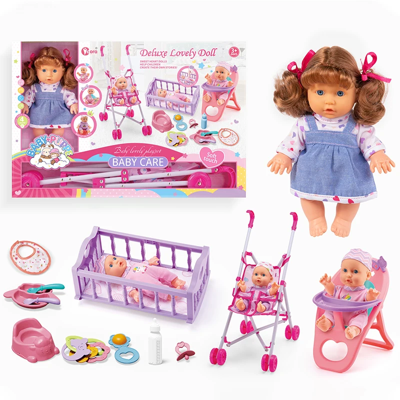 9 Inch 4 Sounds Baby Doll Accessories Set Baby Silicone Reborn Dressing Girl Dolls Pretend Play Toys for Kids Girls Baby Toy