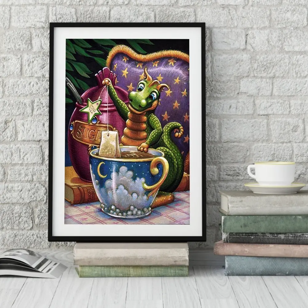 M-C-89 New cartoon  diy diamond painting full of diamond stickers cross stitch handmade home decoration-Green Dragon