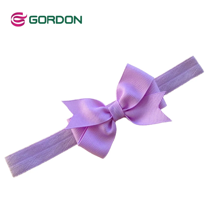 Gordon Ribbon  Colorful Elastic Headband Hairband  Hair Bow For Baby Girl With Black Strap