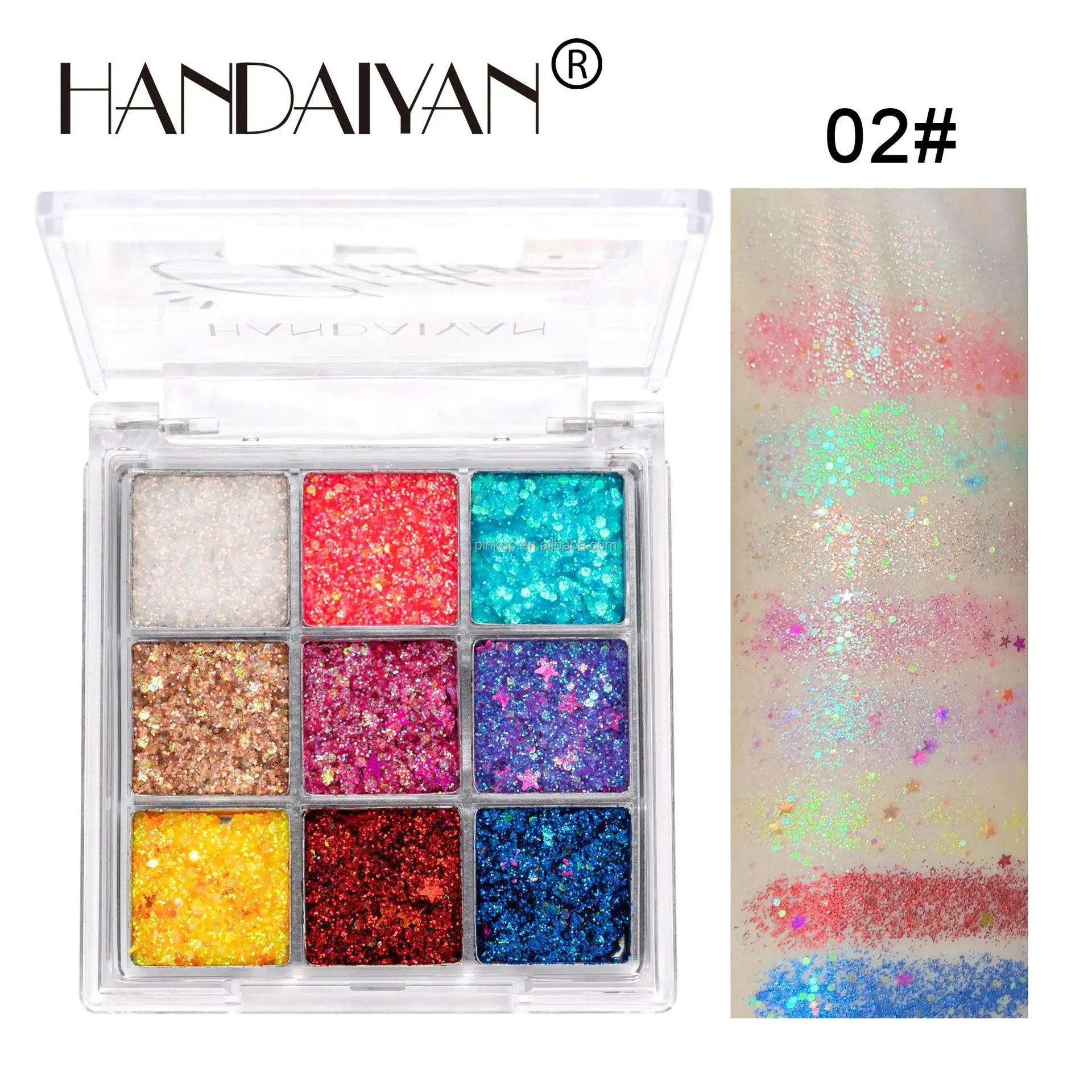 Handaiyan 9 Color Latest Design Shimmer Glitter Eyeshadow Quality Pigment Factory Direct