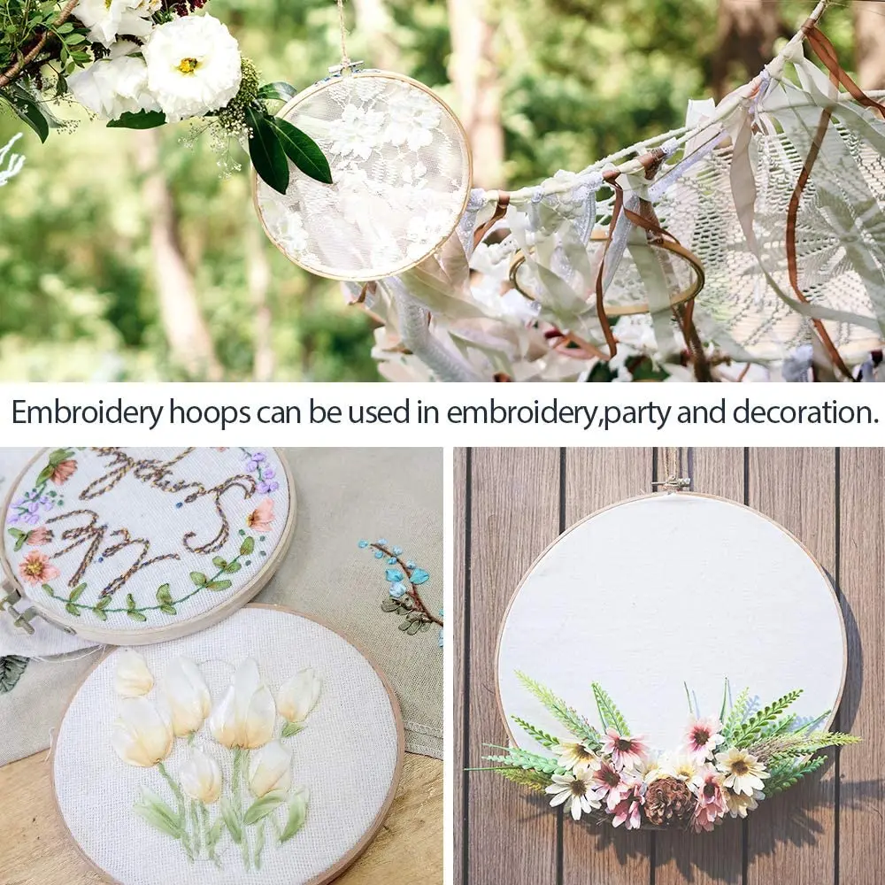 
DIY Embroidery Hoop Tool Art Craft Cross Stitch Chinese Traditional Circle Round Bamboo Frame Wooden Sewing Tools Home Deco 