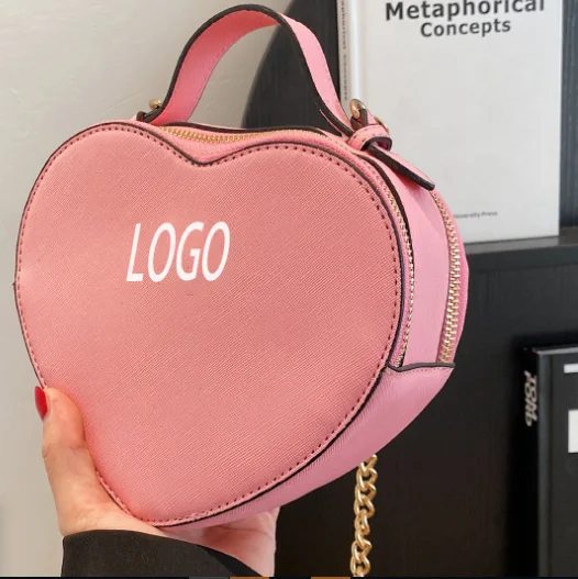 2024 NEW YCH pu Bolsos De Mujer Ladies heart shape Purses Handbags double zipper Women chain cross body messenger Hand Bags