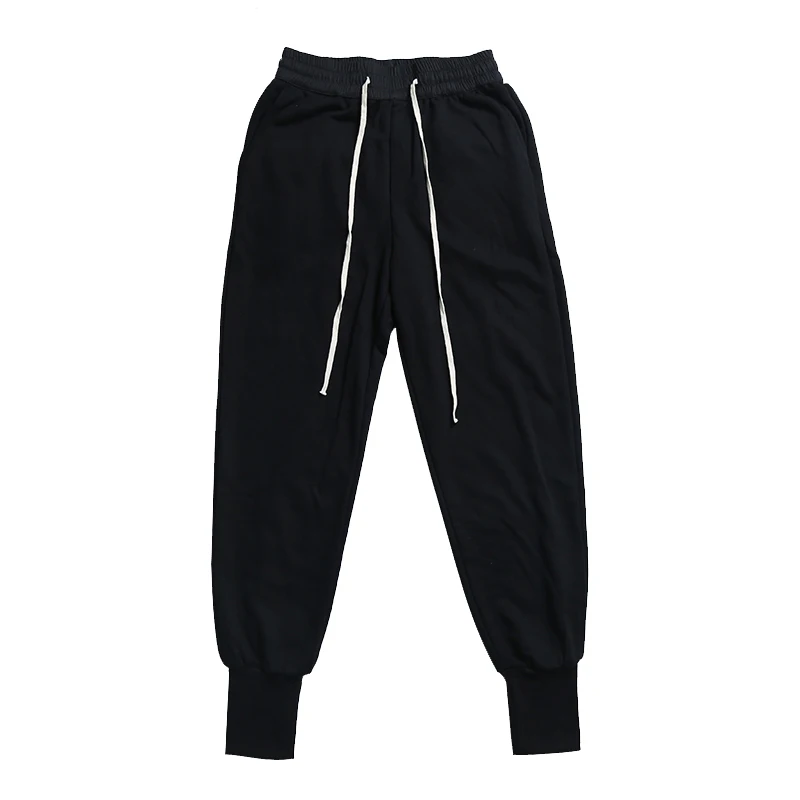 Dark Ro-Style European And American-Style High Street Loose-Fit Terry Cloth Ribbed Beam Leg Pants Ins-Drawstring-Style Casual Co