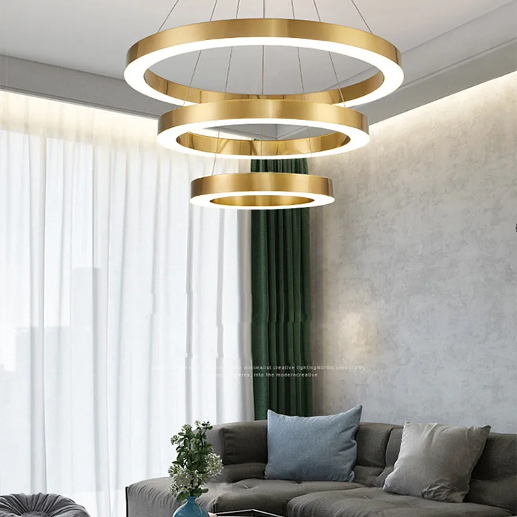 Modern Nordic Ring Design Light Led Ceiling Chandelier Home Decor Ceiling Pendant Lights For Dining Coffee Table Decorative Lamp