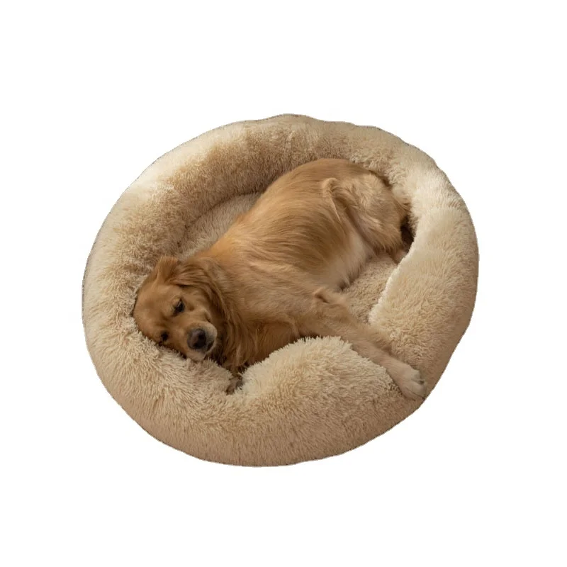 Hot sale pet bed Round soft comfort luxury plush cat dog beds washable donut dog bed
