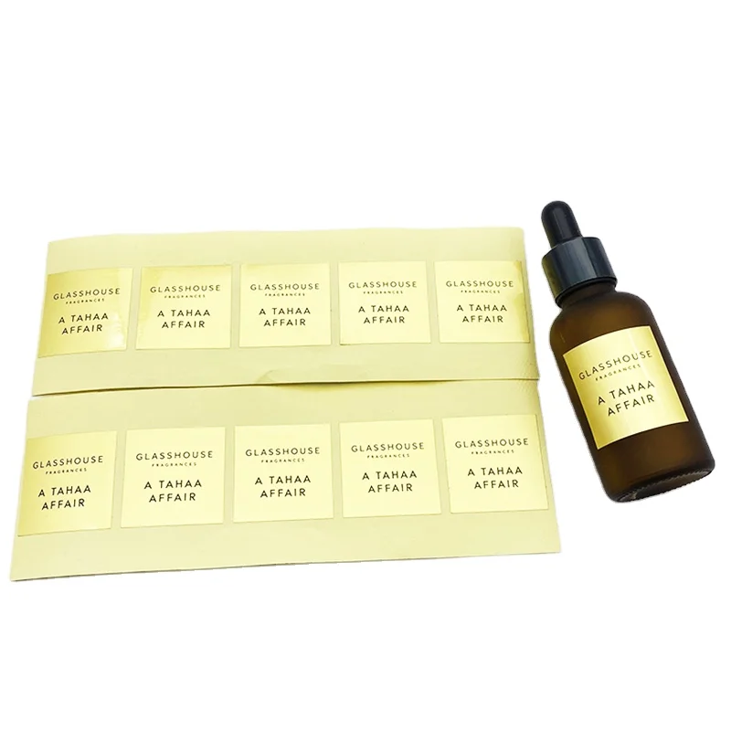 High Quality Peel And Stick Label Square Luxury Gold Foil Paper Packaging Label Custom Logo Stickers Roll For Glass Bottle