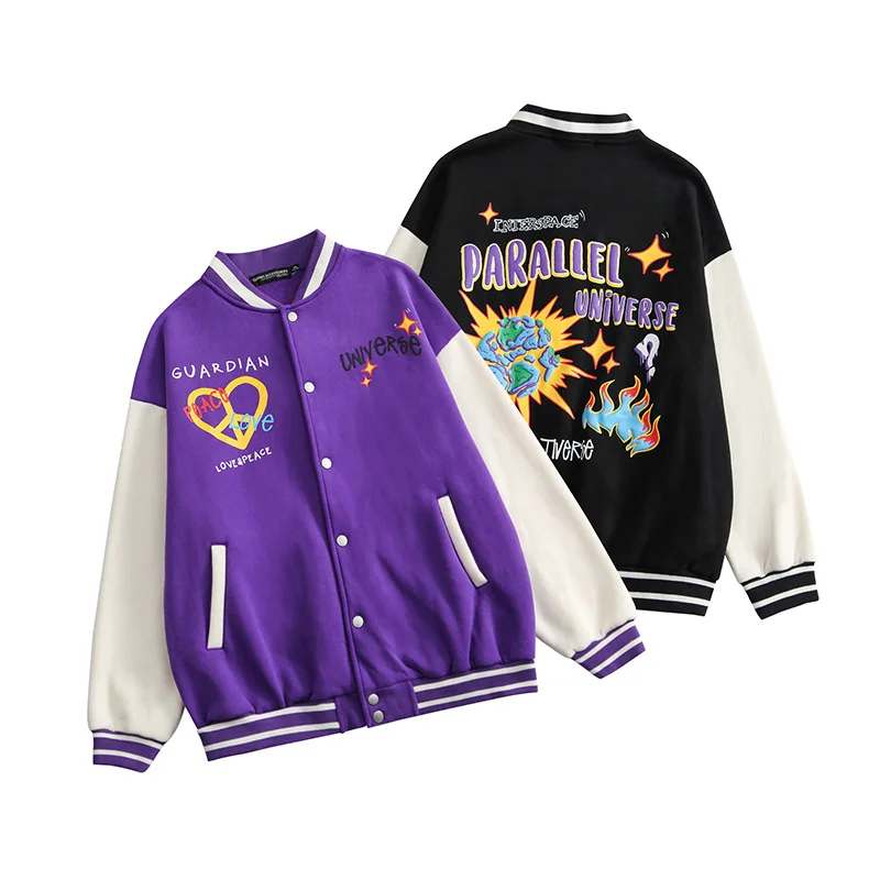 2022 high quality autumn winter american vintage custom printed unisex lover college streetwear baseball varsity jacket
