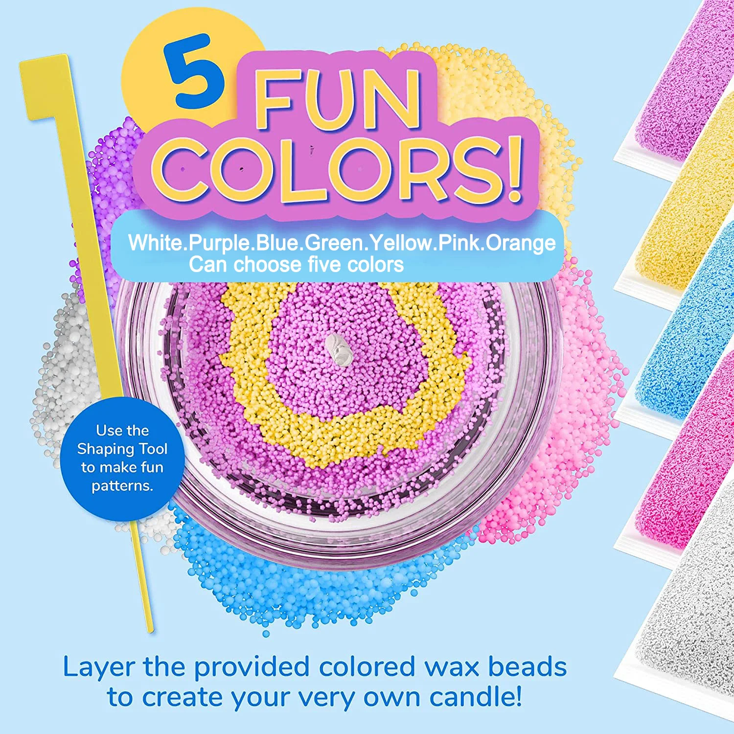 Colorful Paraffin Wax Sand Painting Candle Making Kit with Glass Holder for Fun Family Craft Activities