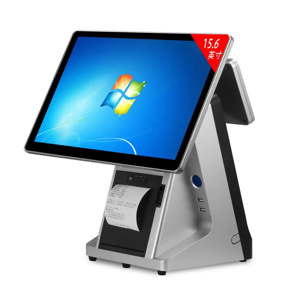 15 дюймов двойной экран POS кассовый аппарат windows Ресторан биллинг машина сенсорный точек продаж